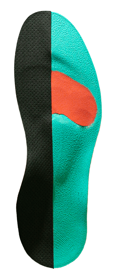 A pedics orthotic with only one side cover material added